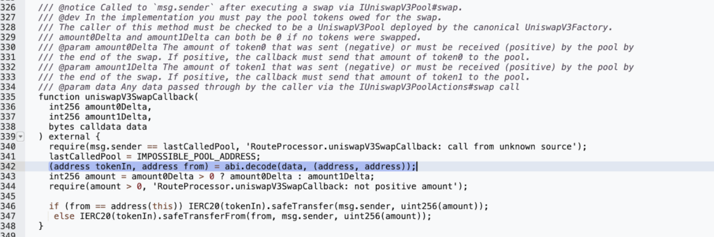 uniswapV3 Swap Call Back function